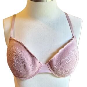 VINCE CAMUTO BRA Sz 36C Underwire Lightly Padded Purple Adj Straps Back Hooking
